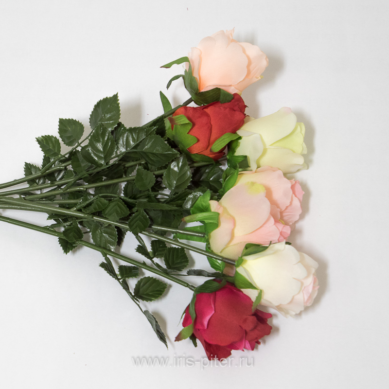 Роза одиночная с пластм листом