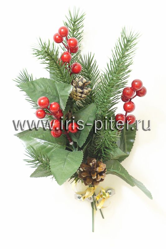 Ветка новогодняя с шишками 