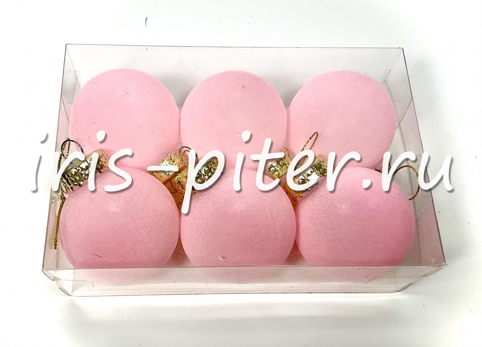 шарики 6см матовые розовые 6шт