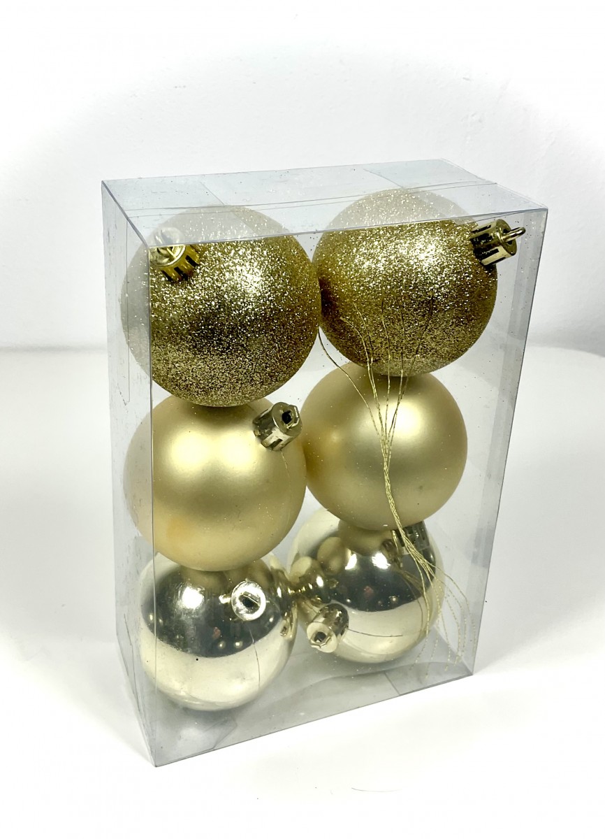 Шарики 6см 6шт/уп золотые