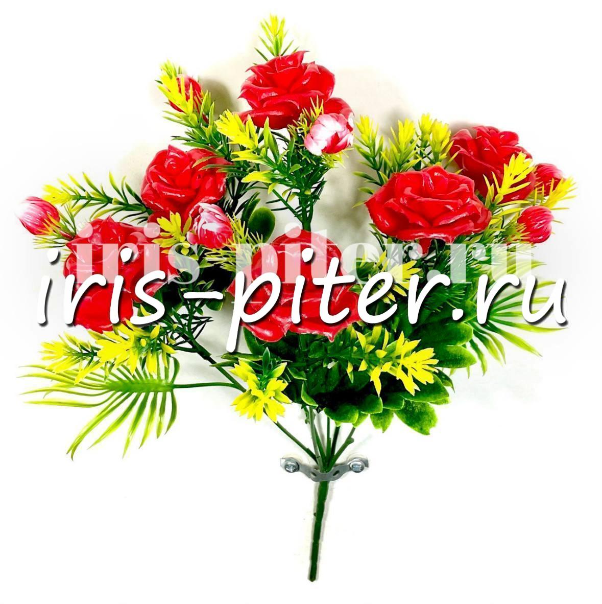 Букет роза 6г пластм с бутонами