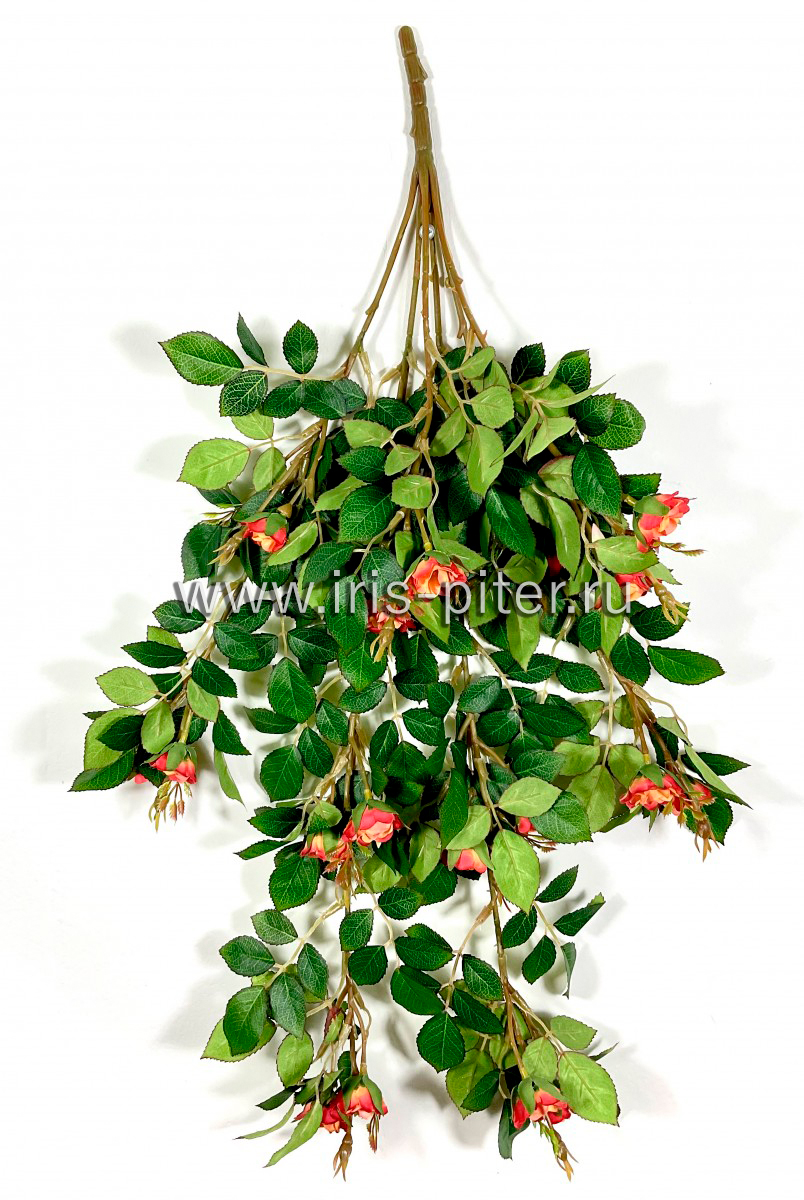 Ветка роза 6вет оранжево-красная