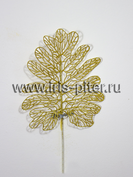 Лист монстеры мерцающий золотой