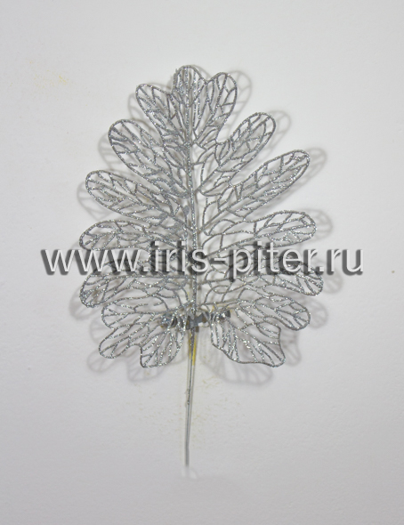 Лист монстеры мерцающий серебряный 