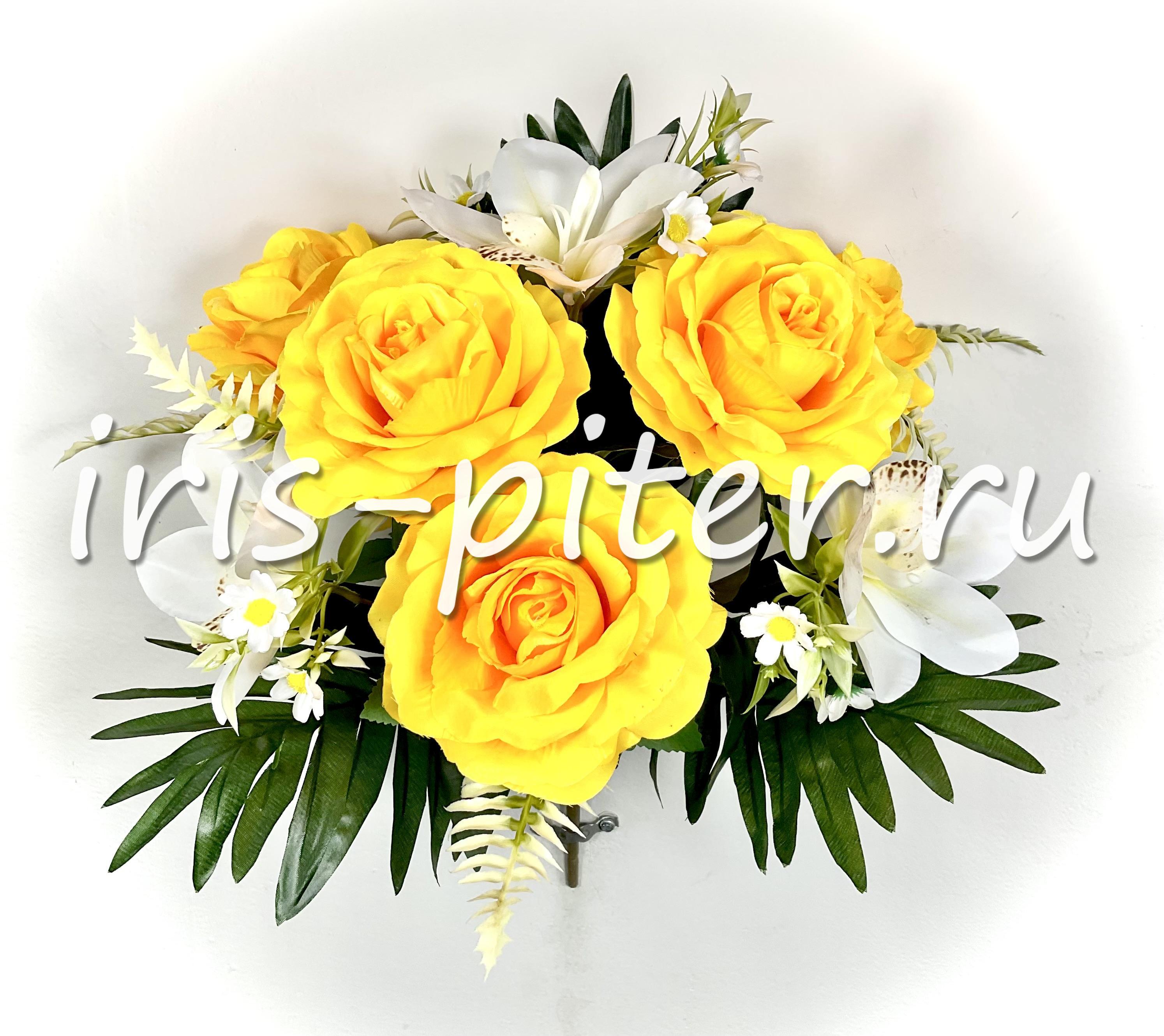 Букет роза+орхидея 9г с пальмой