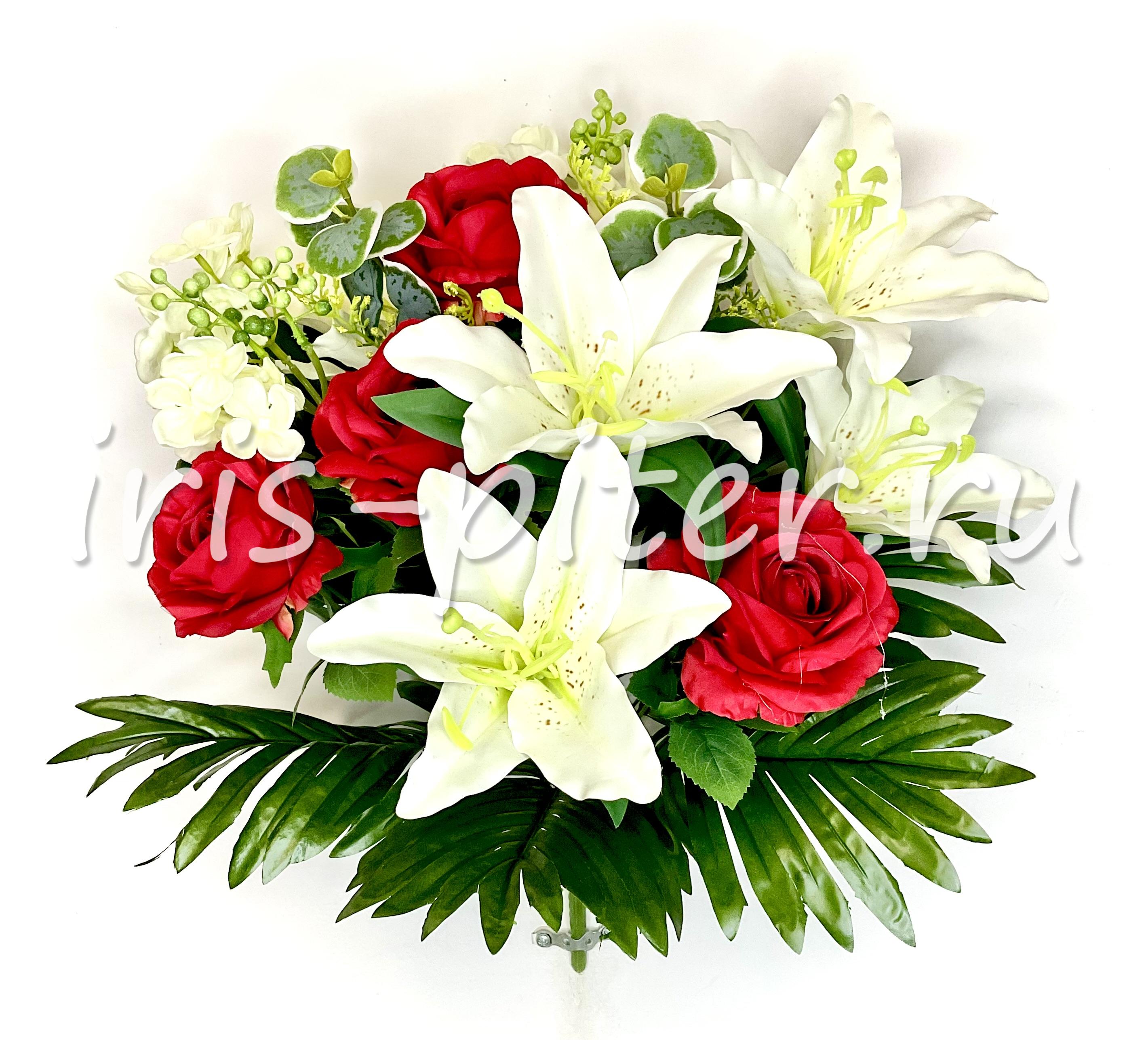 Букет роза+лилия с гортензией