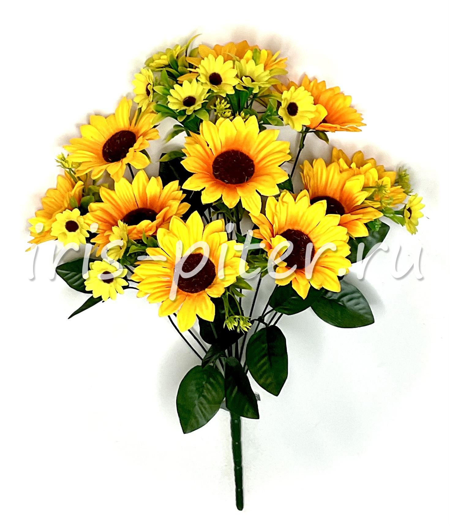 Букет подсолнух 10г 3доб