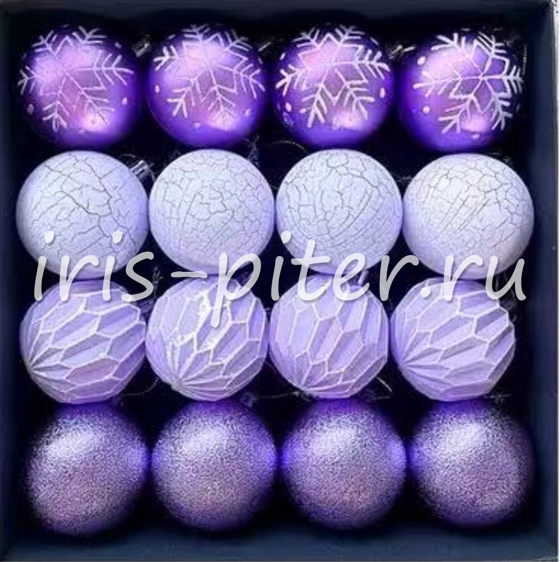 Шарики 6см новогодние 16шт