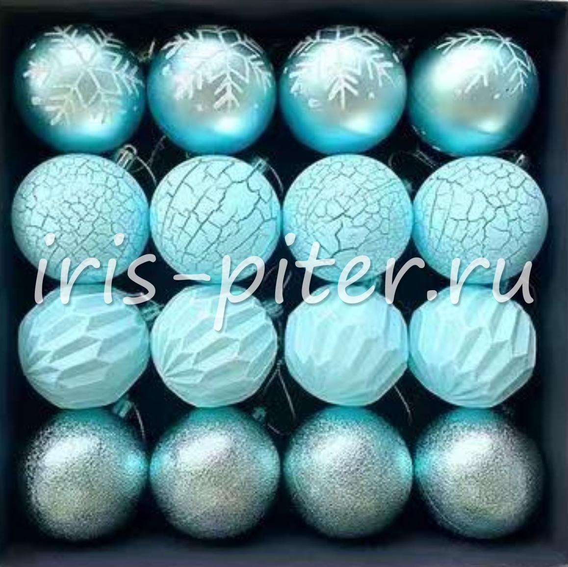 Шарики 6см новогодние 16шт