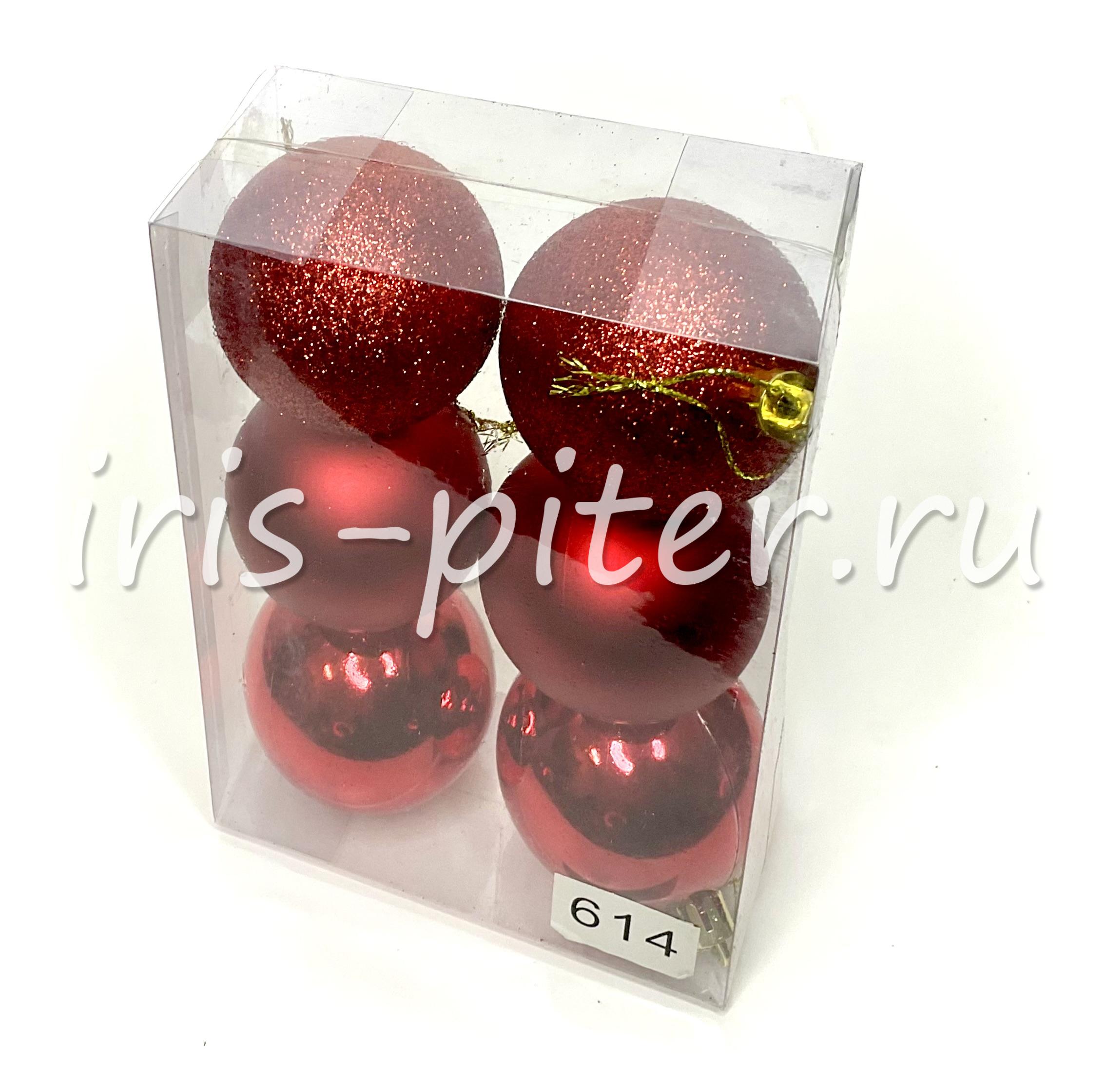 шарики 6см 6шт красные