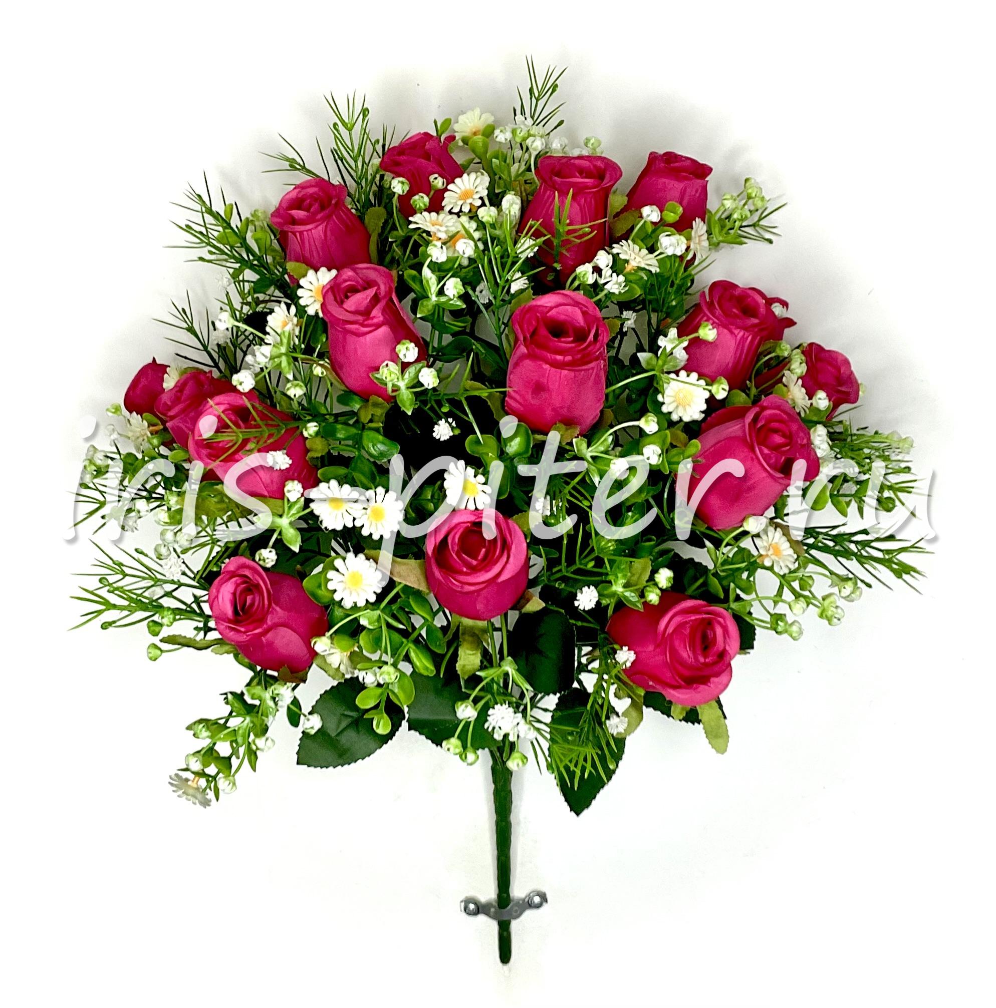 Букет роза 18г бутон с ромашкой 